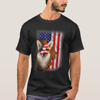 Patriotic Corgi American Flag Dog 1 T-Shirt