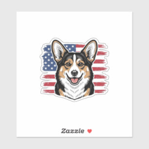 Patriotic Corgi American Flag Vintage Vector Desig