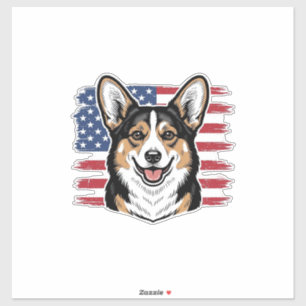 Patriotic Corgi American Flag Vintage Vector Desig