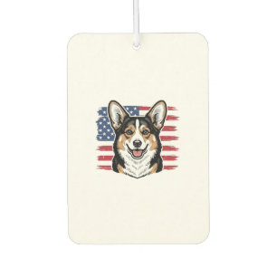 Patriotic Corgi American Flag Vintage Vector Desig Car Air Freshener