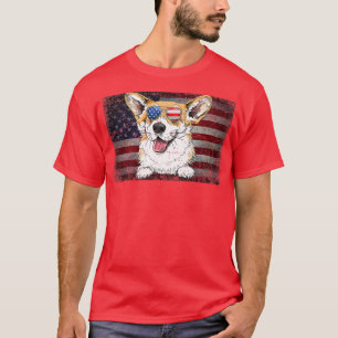 Patriotic Corgi Dog American Flag Dog1250 T-Shirt