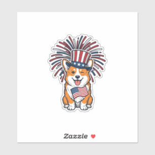 Patriotic Corgi Fireworks Dog Vector Design_1