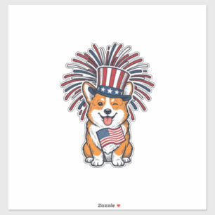 Patriotic Corgi Fireworks Dog Vector Design_1