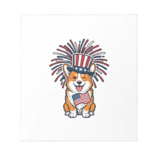 Patriotic Corgi Fireworks Dog Vector Design_1 Notepad