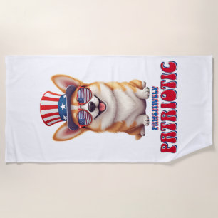 Patriotic Corgi - Pawsitively Patriotic Beach Towel