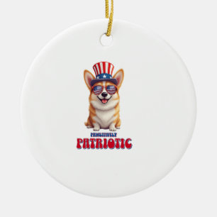 Patriotic Corgi - Pawsitively Patriotic Ceramic Ornament