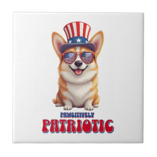 Patriotic Corgi - Pawsitively Patriotic Ceramic Tile