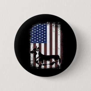 Patriotic Corgi Puppy Aamerican Flag Dom 6 Cm Round Badge