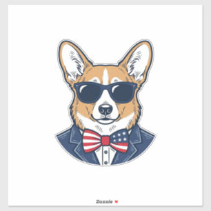Patriotic Corgi Sunglasses Vintage Vector Art_1