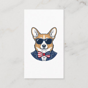 Patriotic Corgi Sunglasses Vintage Vector Art_1 Business Card