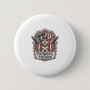 Patriotic Corgi Vector Graphic Tee_1 6 Cm Round Badge