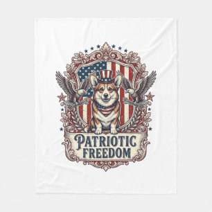 Patriotic Corgi Vector Graphic Tee_1 Fleece Blanket
