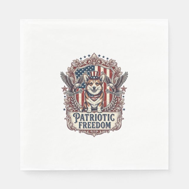 Patriotic Corgi Vector Graphic Tee_1 Napkin (Front)
