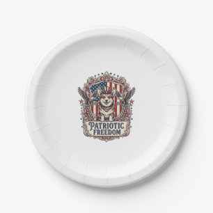 Patriotic Corgi Vector Graphic Tee_1 Paper Plate