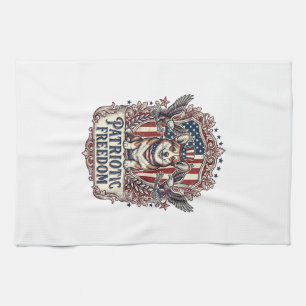 Patriotic Corgi Vector Graphic Tee_1 Tea Towel