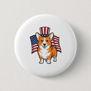 Patriotic Corgi Vintage Engraving Shirt Design_1 6 Cm Round Badge