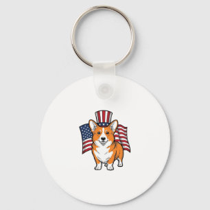 Patriotic Corgi Vintage Engraving Shirt Design_1 Key Ring