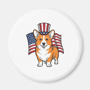 Patriotic Corgi Vintage Engraving Shirt Design_1 Magnet