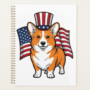 Patriotic Corgi Vintage Engraving Shirt Design_1 Planner