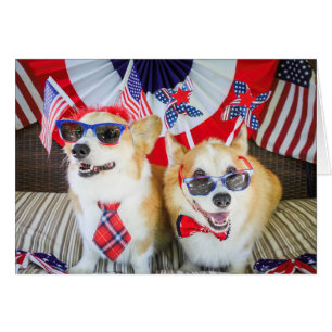 Patriotic Corgis blank card