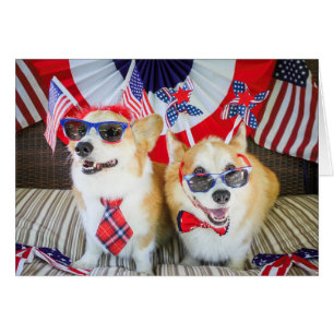 Patriotic Corgis July 4th card
