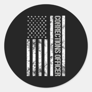 Patriotic Corrections Officer Classic Round Sticker