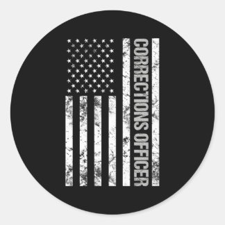 Patriotic Corrections Officer Classic Round Sticker