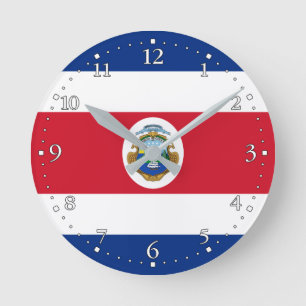 Patriotic Costa Rica Flag Round Clock