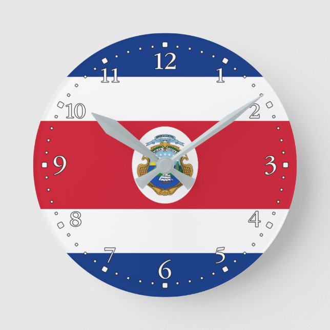 Patriotic Costa Rica Flag Round Clock (Front)