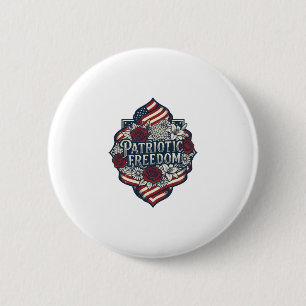 Patriotic Cottage Garden Vector Graphic Tee_1 6 Cm Round Badge