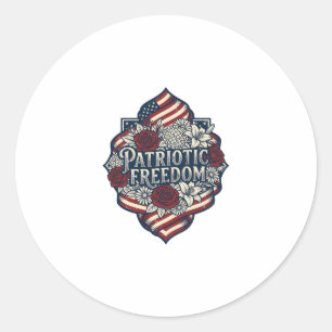 Patriotic Cottage Garden Vector Graphic Tee_1 Classic Round Sticker