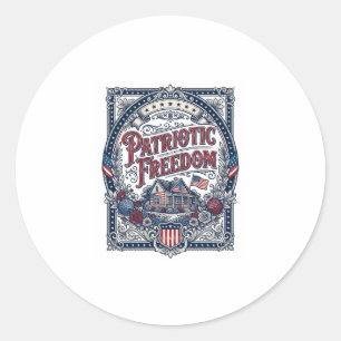Patriotic Cottage Garden Vector Graphic Tee Classic Round Sticker
