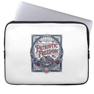 Patriotic Cottage Garden Vector Graphic Tee Laptop Sleeve