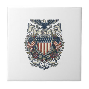 Patriotic Cottagecore America Vector Graphic Tee Ceramic Tile