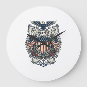 Patriotic Cottagecore America Vector Graphic Tee Large Clock
