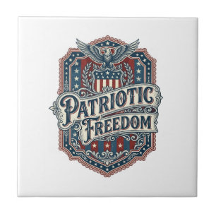 Patriotic Country Gospel Vector Graphic Tee Ceramic Tile