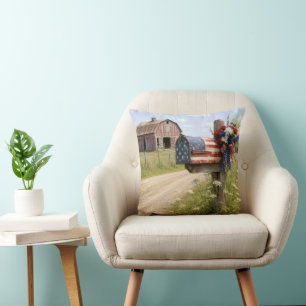Patriotic Country Mailbox Cushion