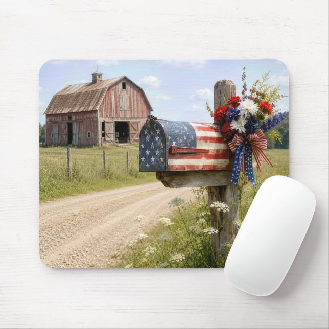 Patriotic Country Mailbox Mouse Pad (With Mouse)