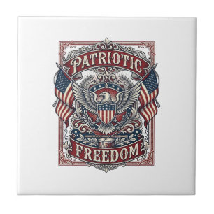 Patriotic County Parade Vector Graphic Tee_1 Ceramic Tile
