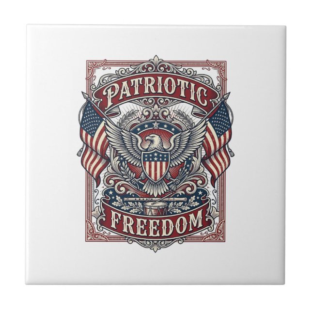 Patriotic County Parade Vector Graphic Tee_1 Ceramic Tile (Front)