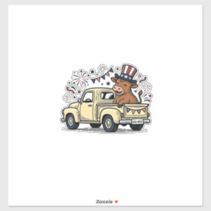 Patriotic Cow 4th of July Truck Vector Design_1