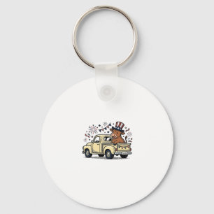 Patriotic Cow 4th of July Truck Vector Design_1 Key Ring