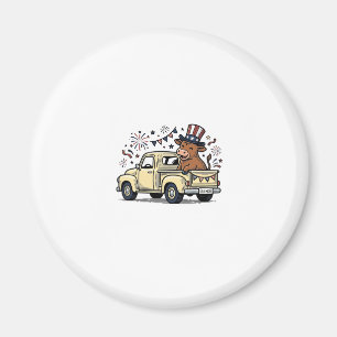Patriotic Cow 4th of July Truck Vector Design_1 Magnet