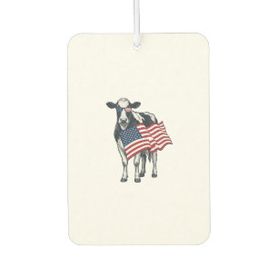 Patriotic Cow American Flag Vintage Engraving Desi Car Air Freshener