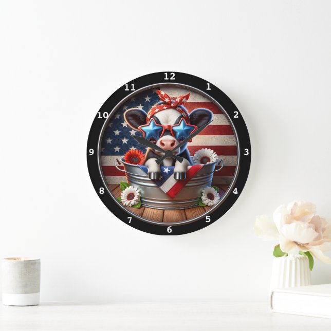 Patriotic Cow Celebration Clock (Home)