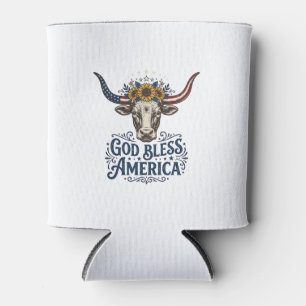 Patriotic Cow God Bless America Vintage Shirt Desi Can Cooler