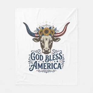 Patriotic Cow God Bless America Vintage Shirt Desi Fleece Blanket