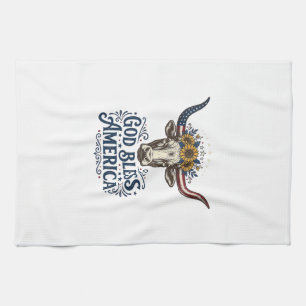 Patriotic Cow God Bless America Vintage Shirt Desi Tea Towel