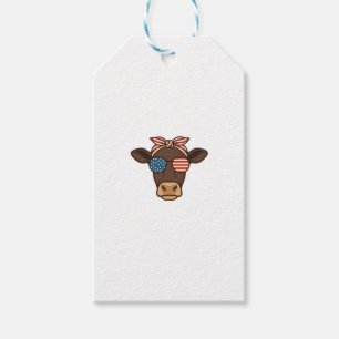 Patriotic Cow Head Sunglasses Vintage Design_1 Gift Tags