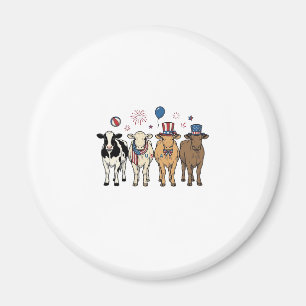 Patriotic Cow Lineup Vintage Vector Shirt Design_1 Magnet